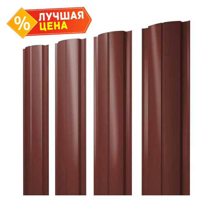 Штакетник Полукруглый Slim Grand Line 0,5 Satin RAL3009 Оксидно-Красный