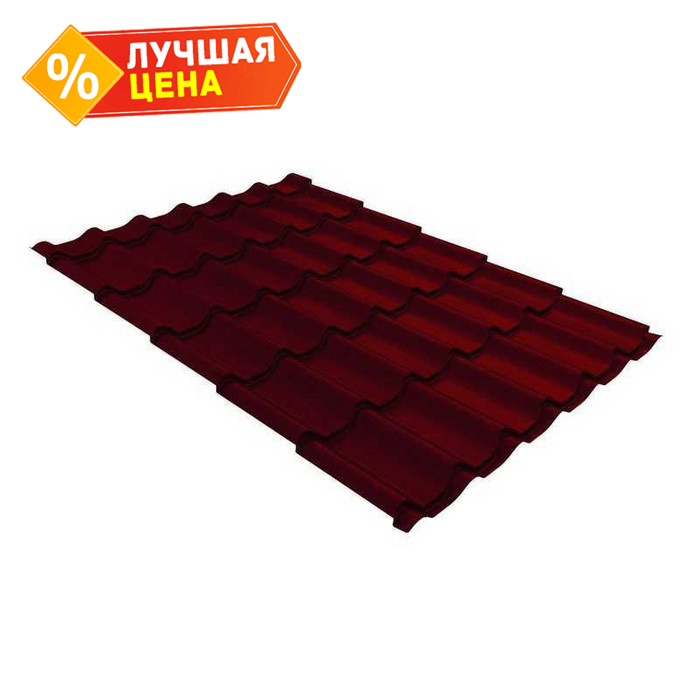 Металлочерепица Grand Line Монтеррей 0,5 GreenCoat Pural Matt BT RAL 3005 Красное вино