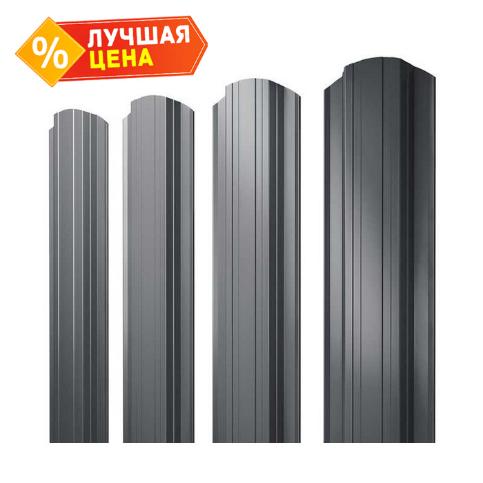 Штакетник Прямоугольный фигурный Grand Line 0,5 Satin RAL7024 Мокрый Асфальт