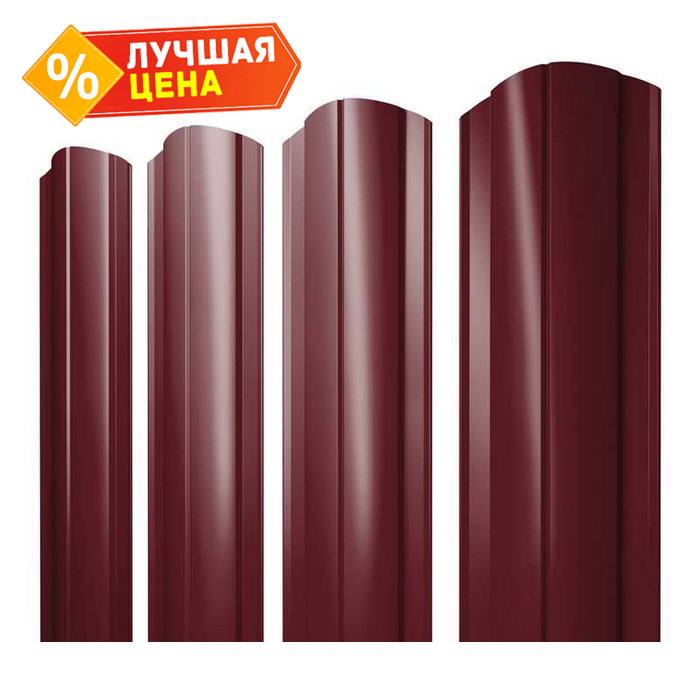 Штакетник Круглый фигурный Grand Line 0,45 Drap ST RAL3005 Красное Вино