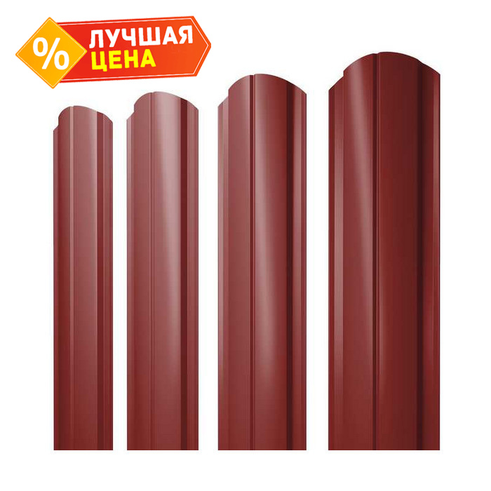 Штакетник Полукруглый Slim фигурный Grand Line 0,5 Satin RAL3011 Коричнево-Красный