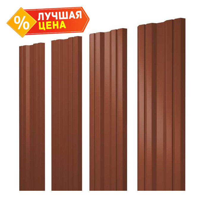 Штакетник Twin Grand Line 0,5 Velur RAL8004 Терракота