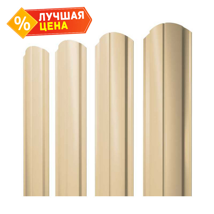 Штакетник Полукруглый Slim фигурный Grand Line 0,45 Полиэстер RAL1014 Слоновая Кость