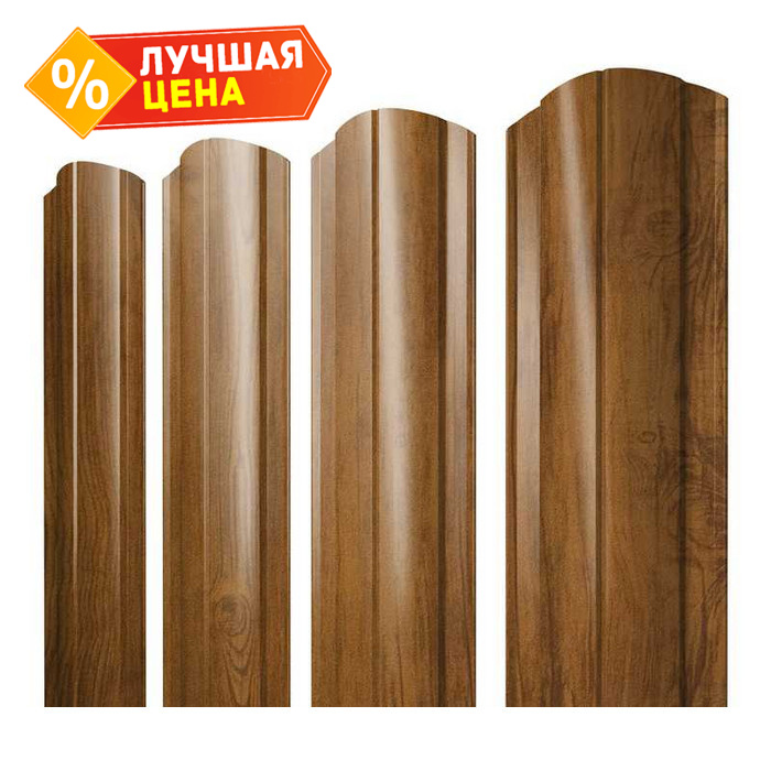 Штакетник Круглый фигурный Grand Line 0,45 Print-double Premium Golden Wood Golden Wood