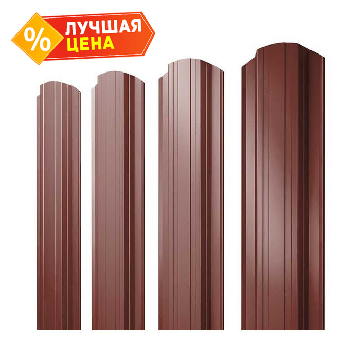 Штакетник Прямоугольный фигурный Grand Line 0,5 Satin RAL3009 Оксидно-Красный