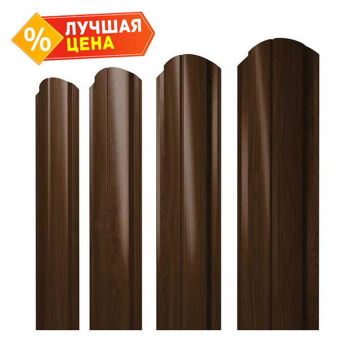 Штакетник Полукруглый Slim фигурный Grand Line 0,45 Print Elite Choco Wood Choco Wood