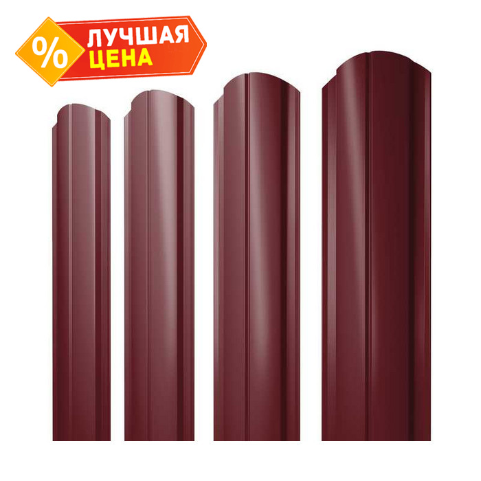 Штакетник Полукруглый Slim фигурный Grand Line 0,4 Полиэстер RAL3005 Красное Вино