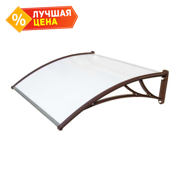 Козырьки Krovent из поликарбоната 1500х930х280 молочный (корич. кронштейн)