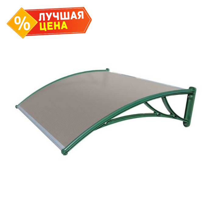 Козырьки Krovent из поликарбоната 1500х930х280 серебристый (зел. кроншт)