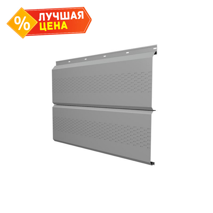 Софит ЭкоБрус с перфорацией 0,345 Grand Line 0,5 Satin с пленкой RAL9006 бело-алюминиевый