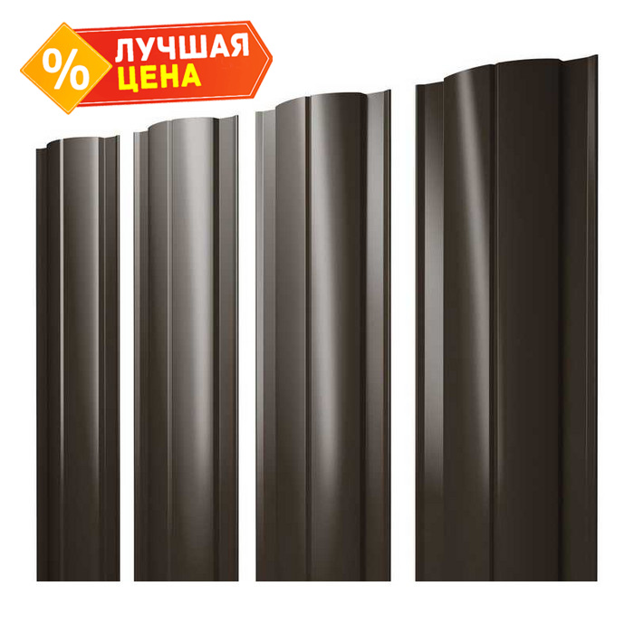 Штакетник Круглый Grand Line 0,5 Satin Matt RR 32 Темно-Коричневый