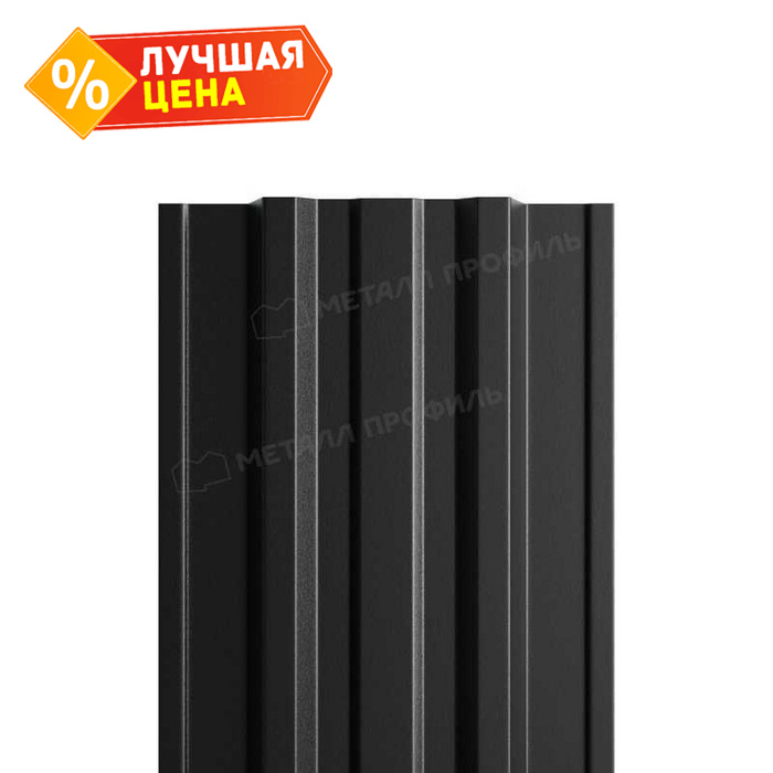 Штакетник Металл Профиль TRAPEZE-T 0,5 PURMAN® RAL9005 Черный темный