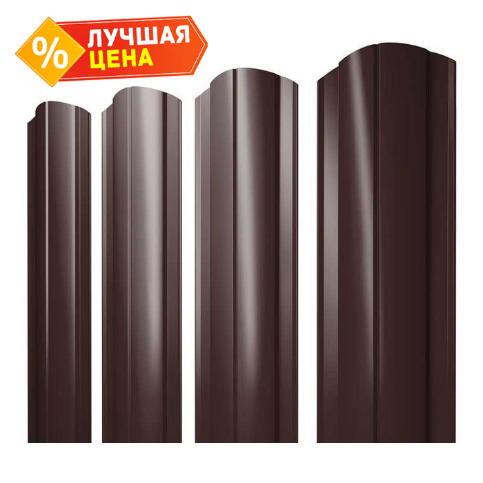 Штакетник Круглый фигурный Grand Line 0,5 GreenCoat Pural BT, matt RR 887 Шоколадно-Коричневый