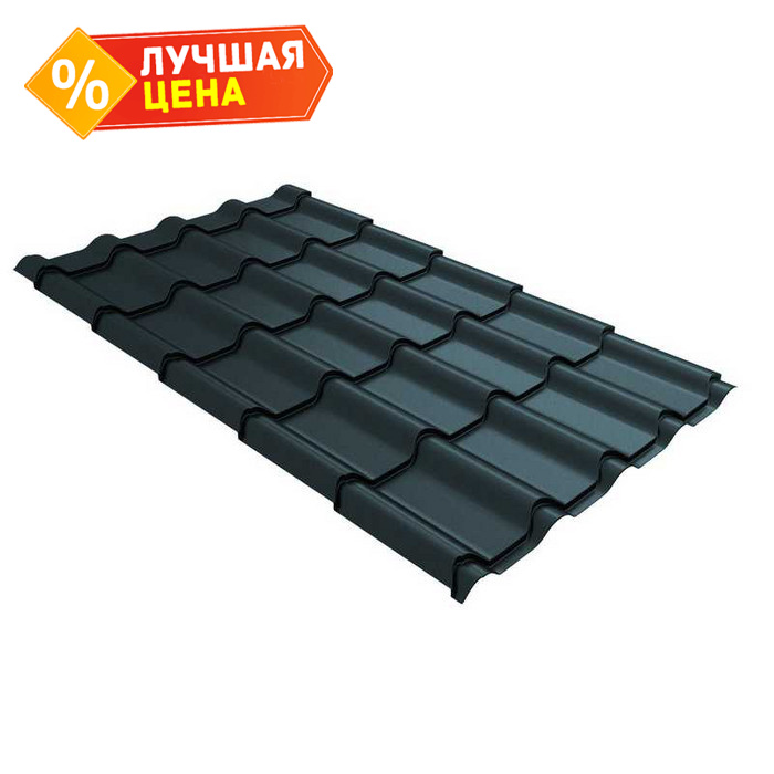 Металлочерепица Grand Line Kamea (Камея) 0,5 Satin Мatt RAL 7024 Мокрый асфальт