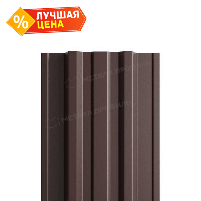 Штакетник Металл Профиль TRAPEZE-T 0,5 PURETAN® RR 32 Темно-коричневый