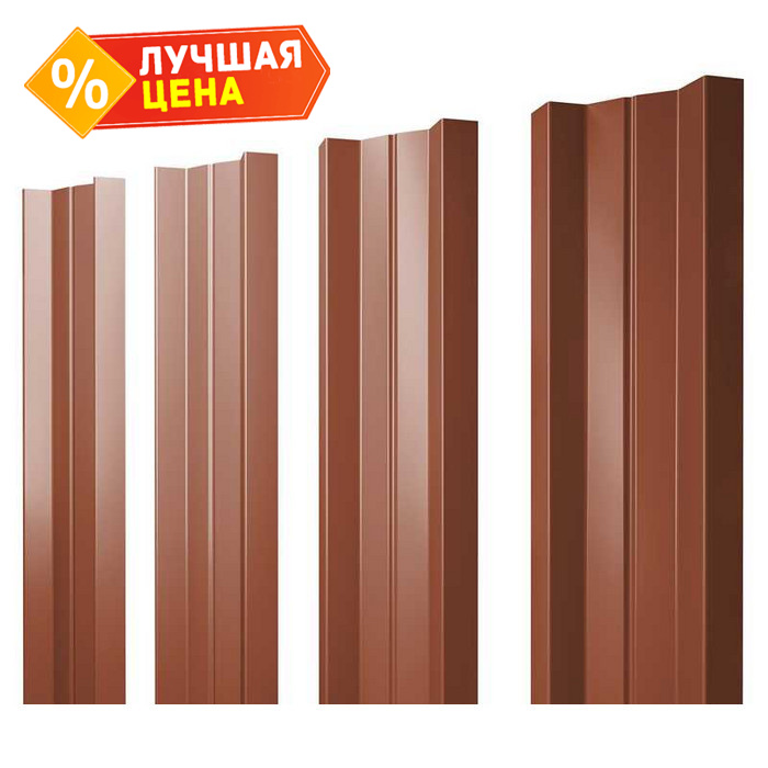 Металлический штакетник М-образный А Grand Line 0,5 Velur RAL8004 Терракота