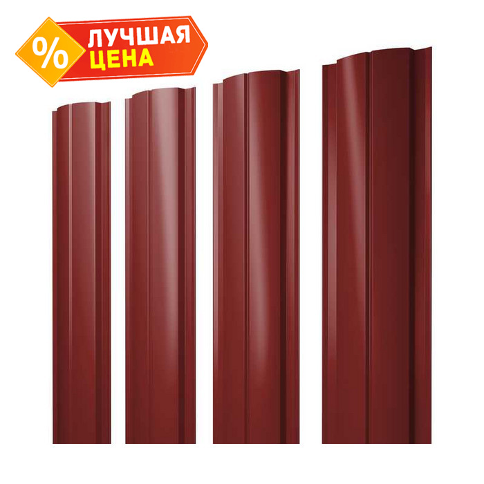 Штакетник Полукруглый Slim Grand Line 0,45 Полиэстер RAL3011 Коричнево-Красный