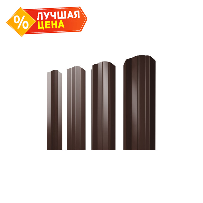 Металлический штакетник М-образный В фигурный Grand Line 0,4 Полиэстер RAL8017 Шоколад