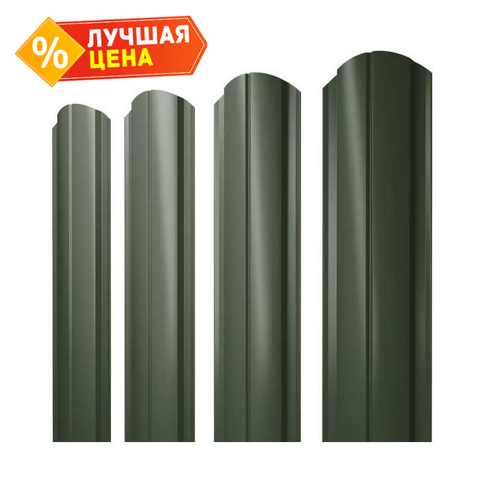 Штакетник Полукруглый Slim фигурный Grand Line 0,5 Velur RAL6020 Хромовая Зелень