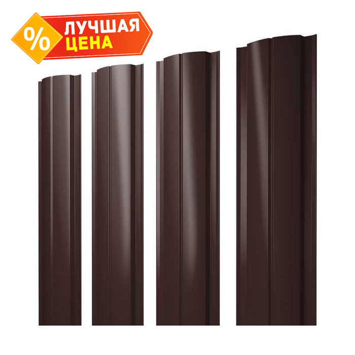 Штакетник Полукруглый Slim Grand Line 0,5 GreenCoat Pural BT RR 887 Шоколадно-Коричневый