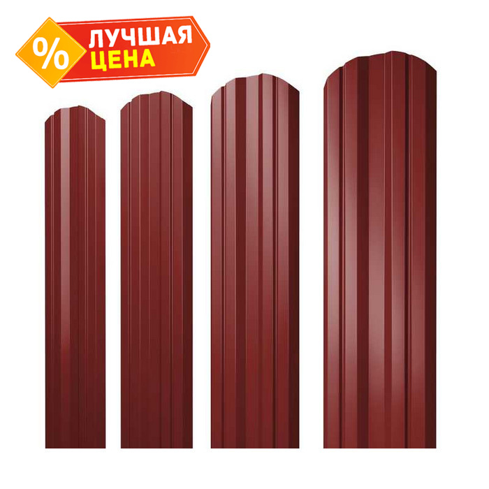 Штакетник Twin фигурный Grand Line 0,5 Satin RAL3011 Коричнево-Красный