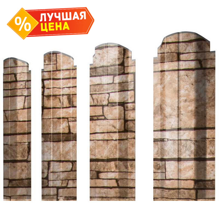 Штакетник П-образный А фигурный Grand Line 0,45 Print Elite Sand Stone Sand Stone