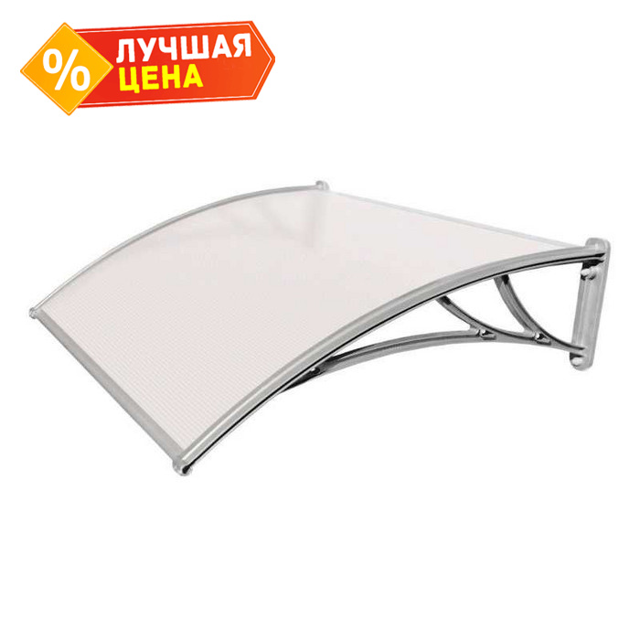 Козырьки Krovent из поликарбоната 1200х930х280 молочный с серебр. кронштейнами