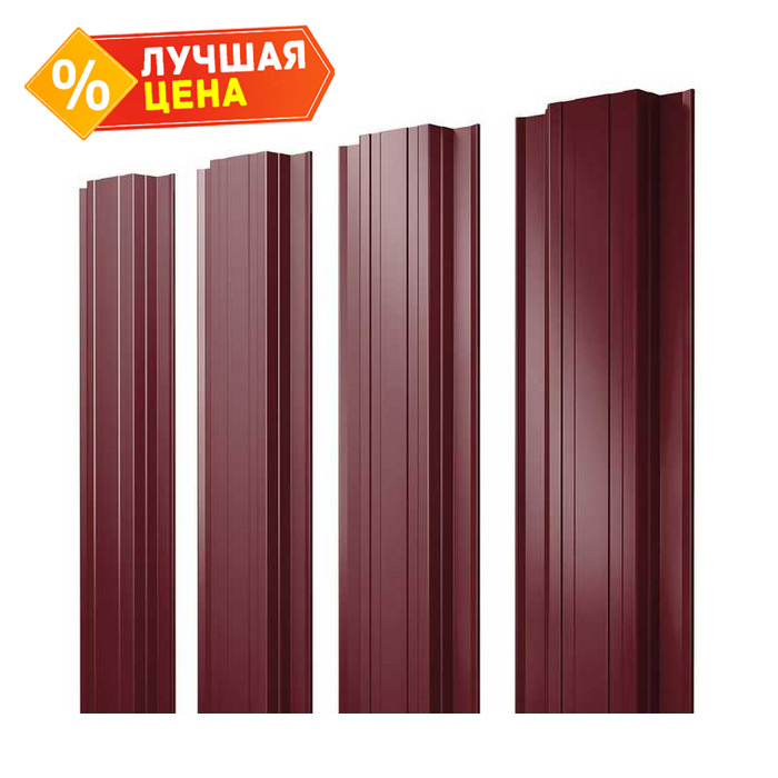 Штакетник Прямоугольный Grand Line 0,5 Satin RAL3005 Красное Вино