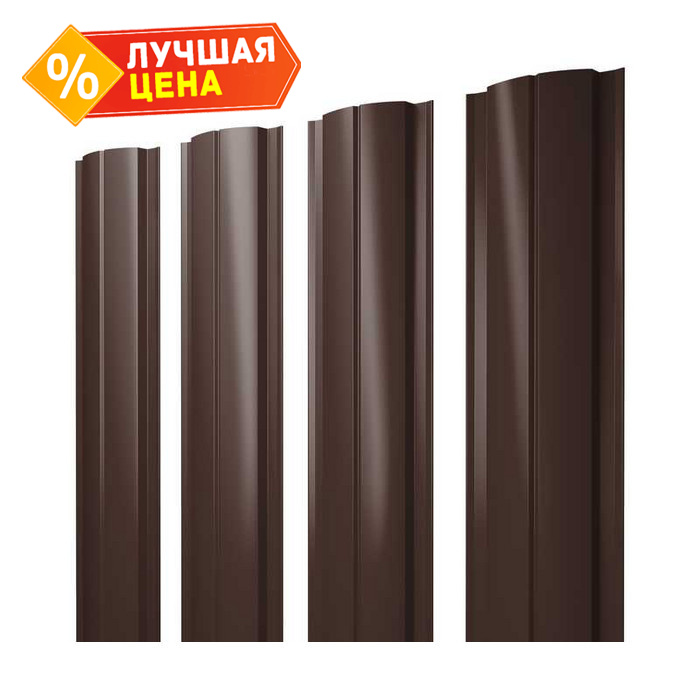 Штакетник Полукруглый Slim Grand Line 0,5 Quarzit lite RAL8017 Шоколад