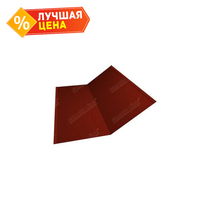 Планка ендовы нижней 300х300 0,5 Satin с пленкой RAL 3009 оксидно-красный