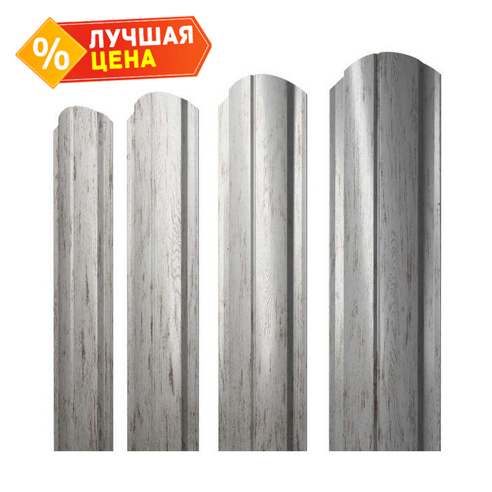 Штакетник Полукруглый Slim фигурный Grand Line 0,45 Print Elite Snow Wood Snow Wood