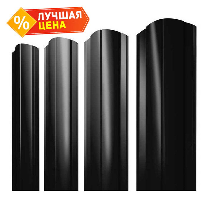 Штакетник Круглый фигурный Grand Line 0,5 Satin Matt RAL9005 Черный