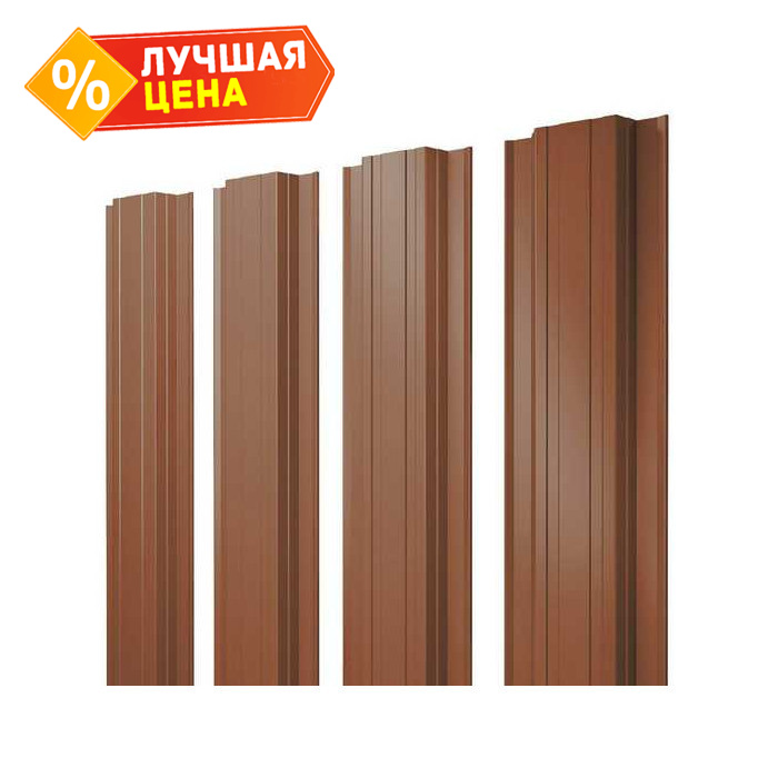 Штакетник Прямоугольный Grand Line 0,5 Velur RAL8004 Терракота