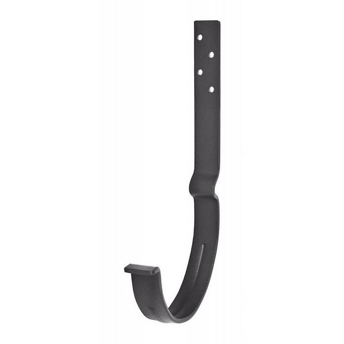 Крюк крепления желоба длинный с комплектом крепления, сталь, l-140, d-125 мм, темно-серый, Aquasystem