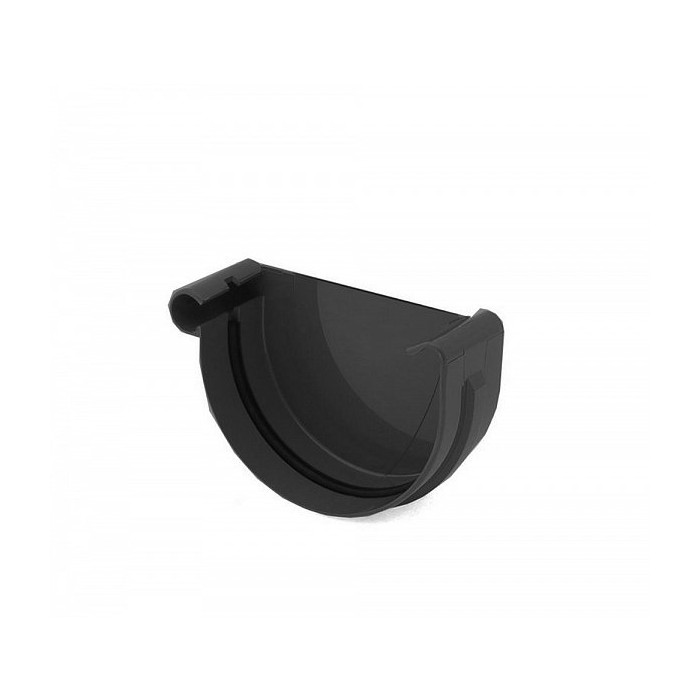 Заглушка желоба левая, пвх, d-75 мм, черный, BRYZA