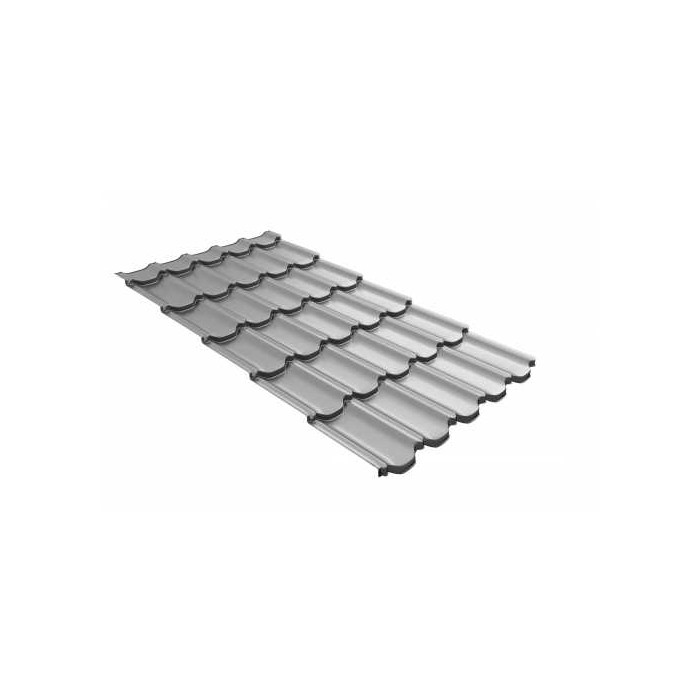 Металлочерепица Grand Line Kvinta plus 0,45 Полиэстер RAL 9006 Бело-алюминиевый | c 3D резом