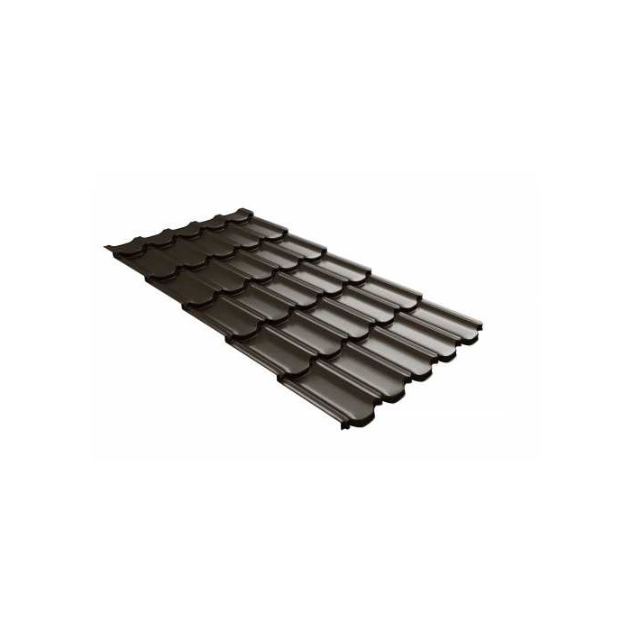 Металлочерепица Grand Line Kvinta plus 0,45 Полиэстер RR32 Темно-коричневый | c 3D резом