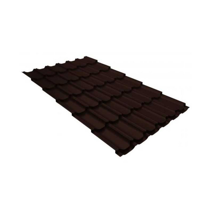 Металлочерепица Grand Line Kvinta plus 0,5 GreenCoat Pural Matt BT RR 887 Шоколад | c 3D резом