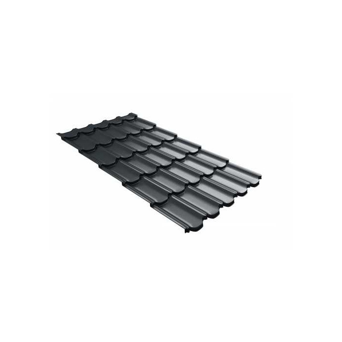 Металлочерепица Grand Line Kvinta plus 0,5 Rooftop Matte RAL 7016 Антрацитово-серый | c 3D резом