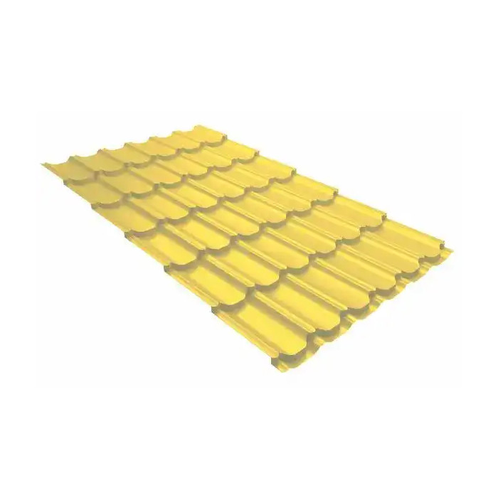 Металлочерепица Grand Line Kvinta plus 0,45 Полиэстер RAL 1018 Цинково-желтый | c 3D резом