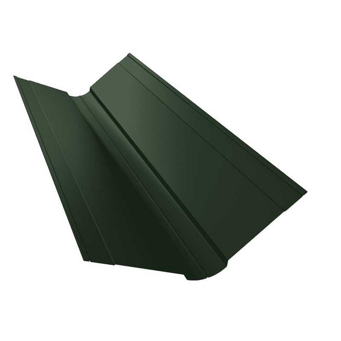 Планка ендовы верхней фигурной 150x150 0,5 GreenCoat Pural BT RR 11 темно-зеленый (RAL 6020 хромовая зелень) - фото №1