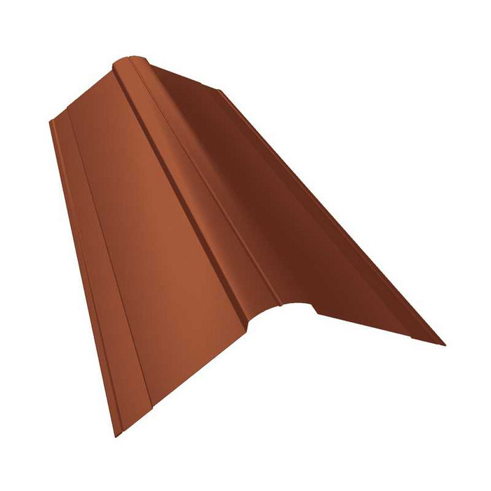 Планка конька фигурного 150x150 0,5 PurLite Мatt RAL 8004 терракота - фото №1
