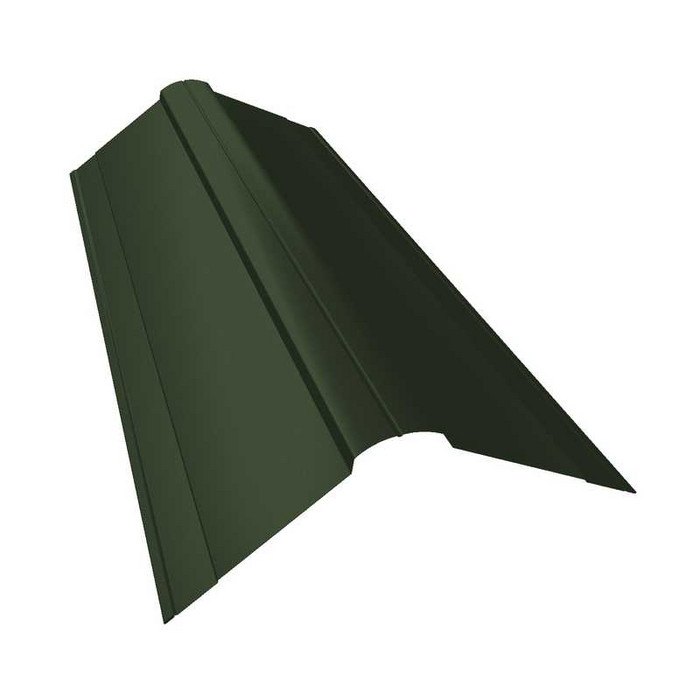 Планка конька фигурного 150x150 0,5 Velur RAL 6020 хромовая зелень - фото №1