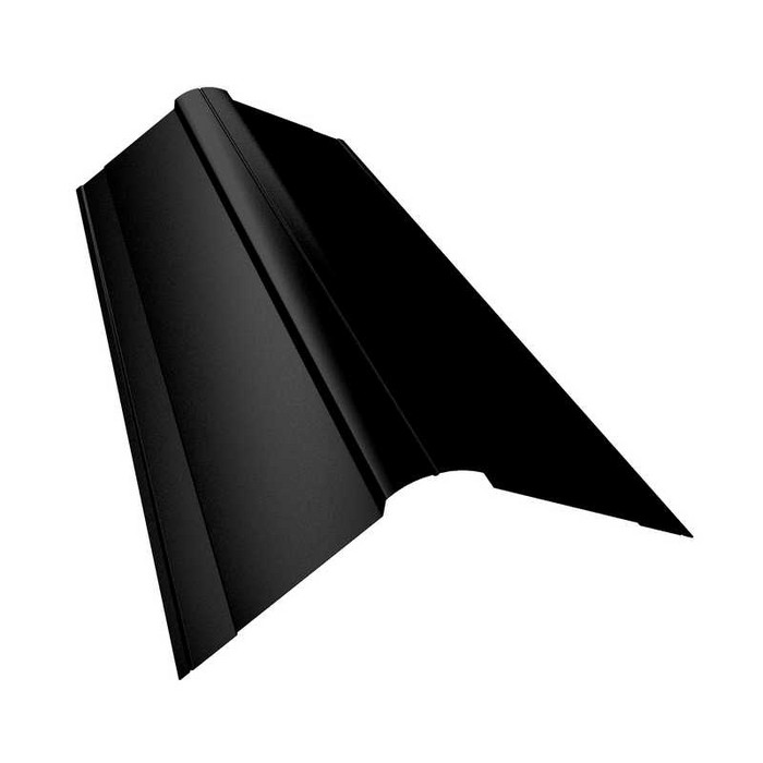 Планка конька фигурного 150x150 0,5 GreenCoat Pural BT, matt RR 33 черный (RAL 9005 черный) - фото №1