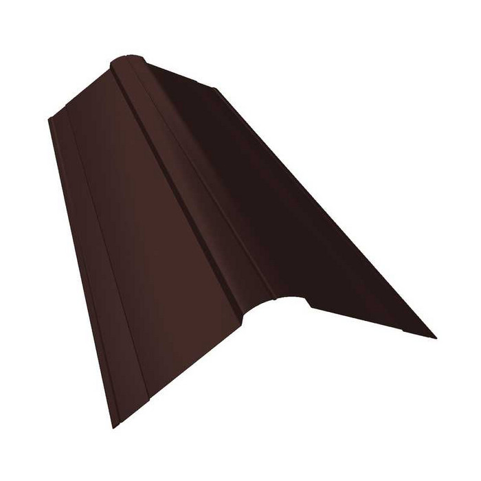 Планка конька фигурного 150x150 0,5 GreenCoat Pural BT, matt RR 887 шоколадно-коричневый (RAL 8017 шоколад) - фото №1