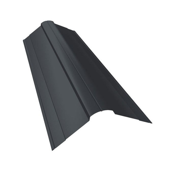 Планка конька фигурного 100x100 0,5 PurLite Matt RAL 7024 мокрый асфальт - фото №1
