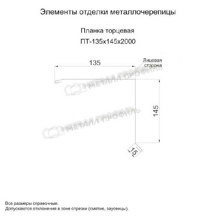 Планка торцевая 135х145х2000 (PURMAN-20-Tourmalin-0.5) - фото №1