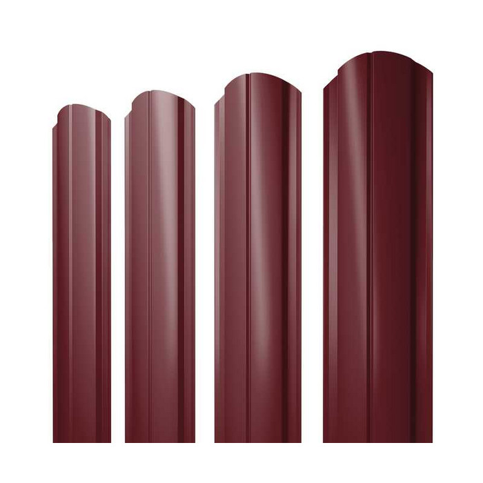Штакетник Полукруглый Slim фигурный Grand Line 0,5 Velur RAL3005 Красное Вино - фото №1