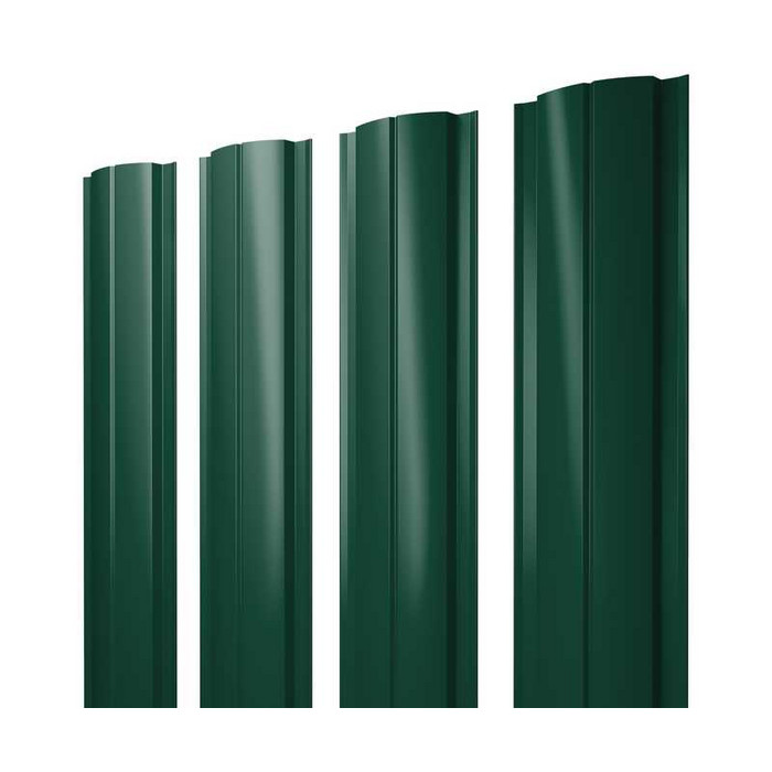 Штакетник Полукруглый Slim Grand Line 0,5 Satin RAL6005 Зеленый Мох - фото №1