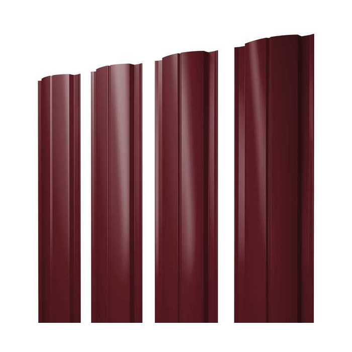 Штакетник Полукруглый Slim Grand Line 0,5 Velur RAL3005 Красное Вино - фото №1